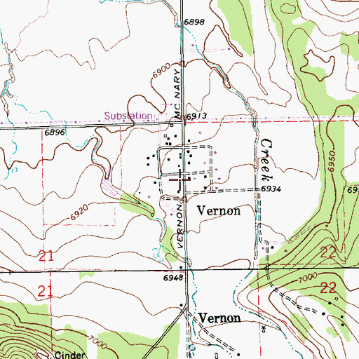 Topographic Map of Vernon Public Library, AZ