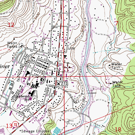 Topographic Map of Whiteriver Public Library, AZ