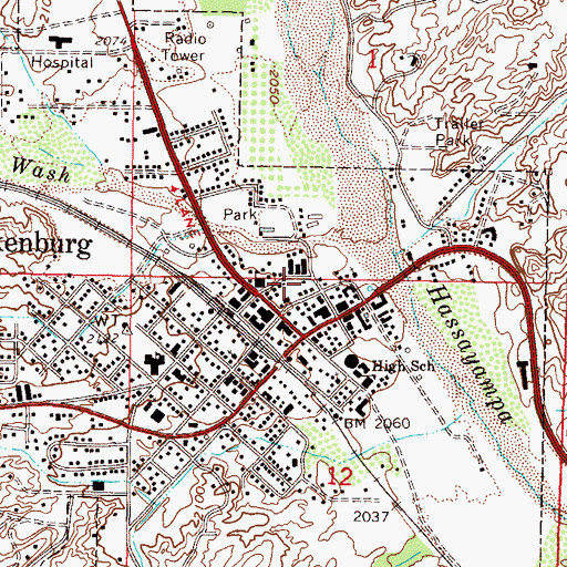 Topographic Map of Wickenburg Public Library, AZ