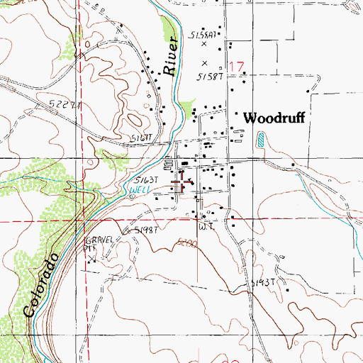 Topographic Map of Woodruff Community Library, AZ