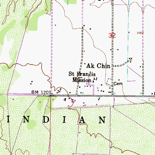Topographic Map of Ak - Chin Him - Dak Eco Museum, AZ
