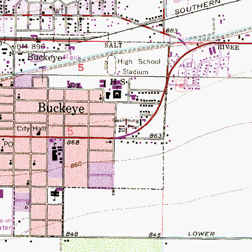 Topographic Map of Buckeye Valley Museum, AZ