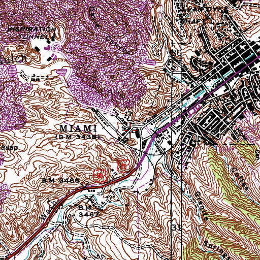 Topographic Map of Bullion Plaza Cultural Center and Museum, AZ