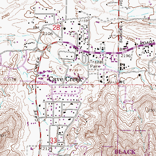 Topographic Map of Cave Creek Museum, AZ