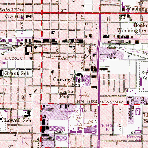 Topographic Map of George Washington Carver Museum and Cultural Center, AZ