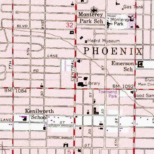 Topographic Map of Phoenix Art Museum, AZ