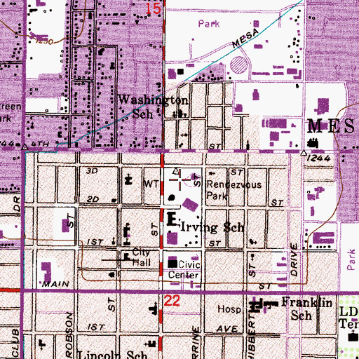 Topographic Map of Mesa Amphitheatre, AZ