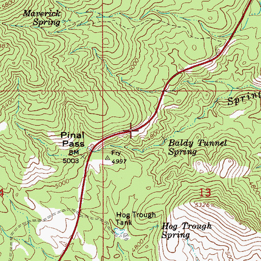 Topographic Map of Captain Pass Family Picnic Area, AZ