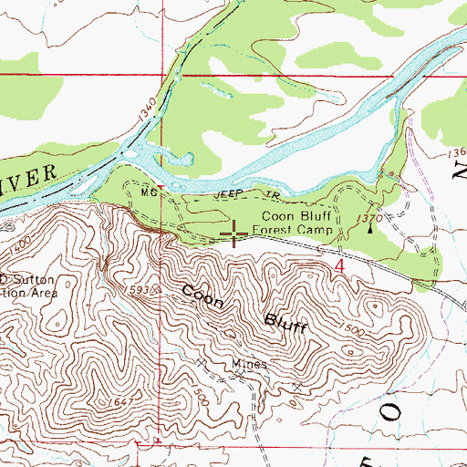 Topographic Map of Coon Bluff Picnic Area, AZ