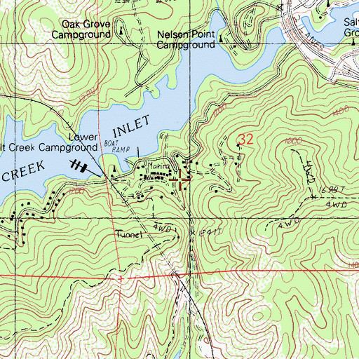 Topographic Map of Lower Salt Creek Resort, CA