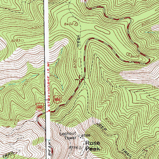 Topographic Map of Rose Peak Picnic Area, AZ
