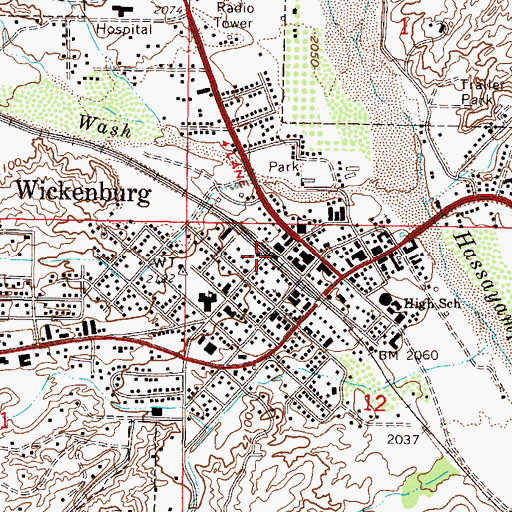 Topographic Map of Wickenburg Chamber of Commerce, AZ