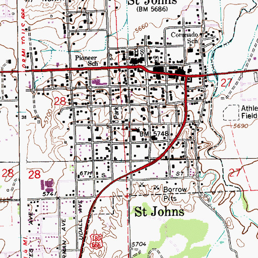 Topographic Map of Apache County Superior Court, AZ