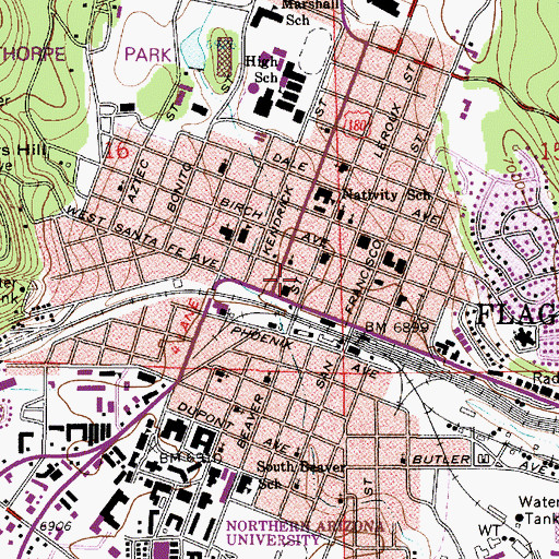 Topographic Map of Flagstaff Municipal Court, AZ