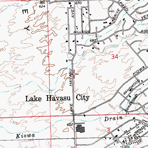 Topographic Map of Lake Havasu City Municipal Court, AZ