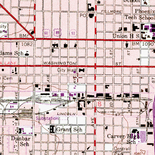 Topographic Map of Maricopa County Superior Court East Court Building, AZ