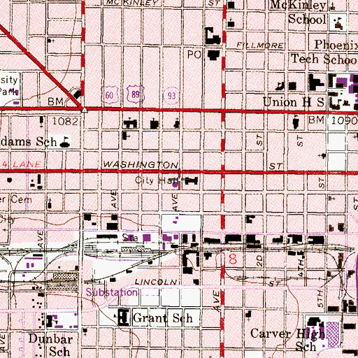 Topographic Map of Maricopa County Superior Court Old Courthouse, AZ