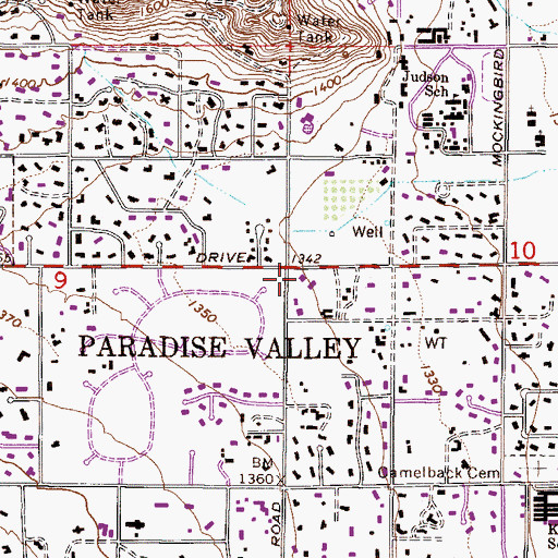 Topographic Map of Paradise Valley Municipal Court, AZ