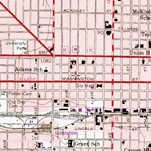 Topographic Map of Phoenix Municipal Court, AZ