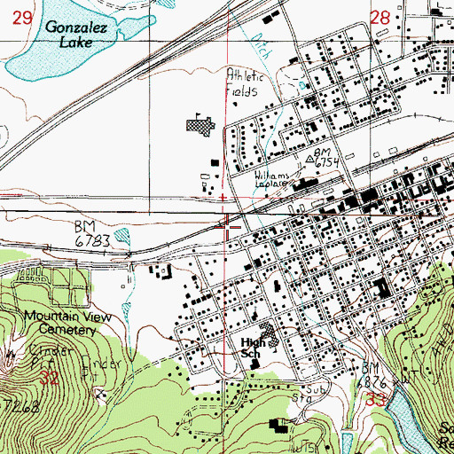 Topographic Map of Williams Municipal Court, AZ
