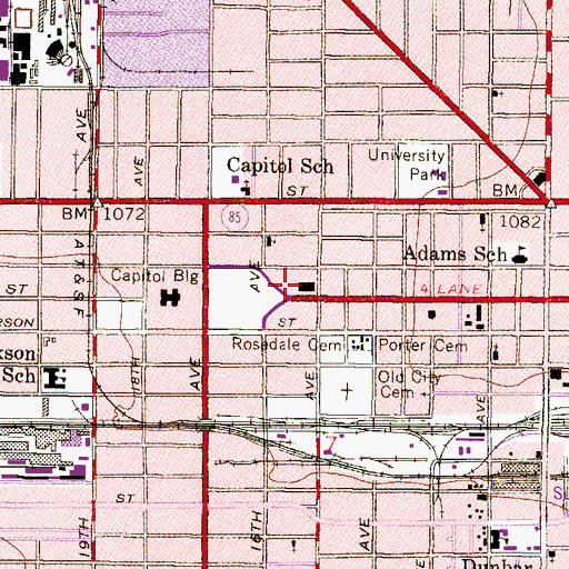 Topographic Map of Arizona Department of Mines and Mineral Resources Building, AZ