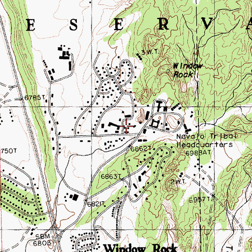 Topographic Map of Navajo Nation Department of Minerals Building, AZ