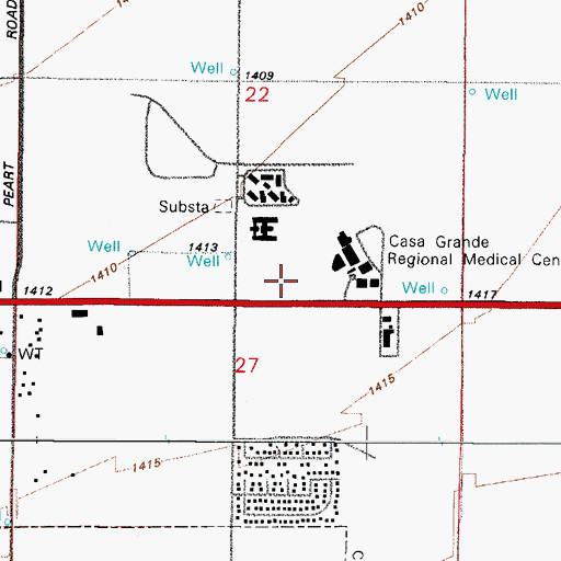 Topographic Map of Casa Grande City Hall, AZ