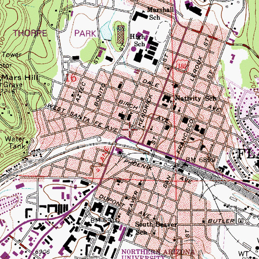 Topographic Map of Flagstaff City Hall, AZ