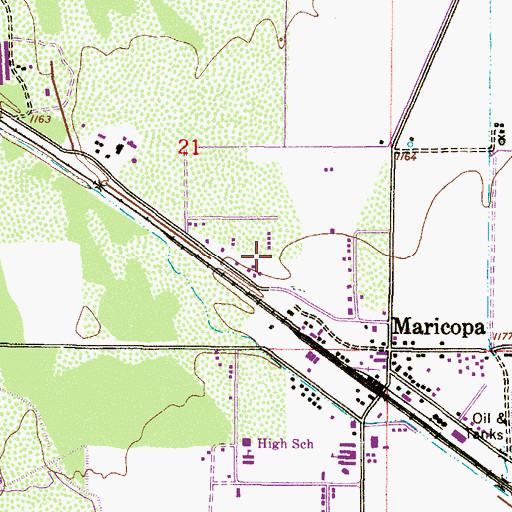Topographic Map of Mammoth City Hall, AZ