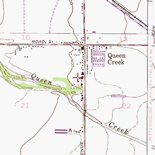 Topographic Map of Queen Creek Town Hall, AZ