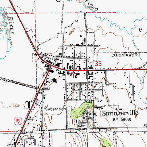 Topographic Map of Springerville Town Hall, AZ