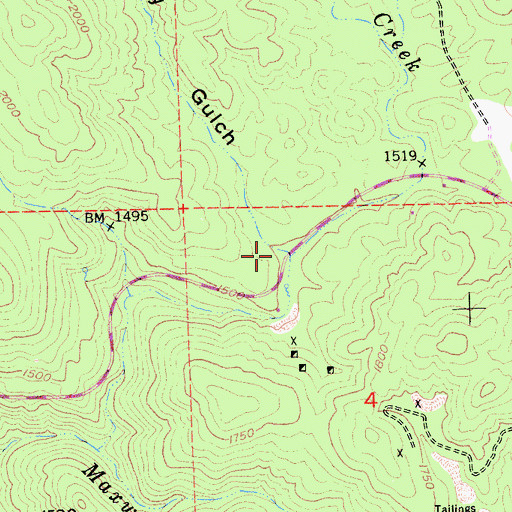 Topographic Map of Mahoney Gulch, CA