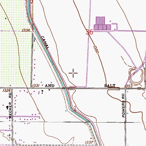 Topographic Map of City of Mesa Southeast Water Reclamation Plant, AZ