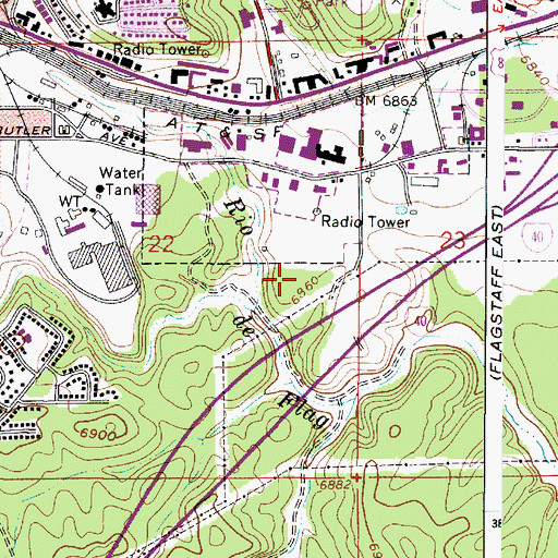 Topographic Map of City of Rio de Flag Water Reclamation Plant, AZ