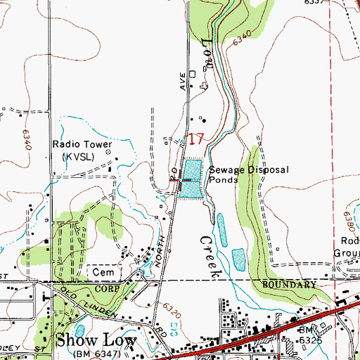 Topographic Map of City of Show Low Wastewater Treatment Plant, AZ