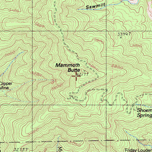 Topographic Map of Mammoth Butte, CA