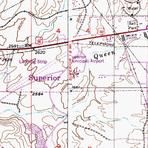 Topographic Map of Superior Sanitary District Wastewater Treatment Plant, AZ