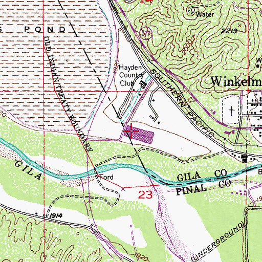Topographic Map of Town of Winkleman Wastewater Treatment Facility, AZ