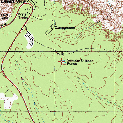 Topographic Map of United States National Park Service Desert View Wastewater Lagoons, AZ