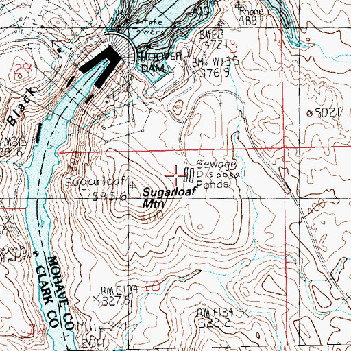 Topographic Map of US Bureau of Reclamation Hoover Dam Water Treatment Plant, AZ