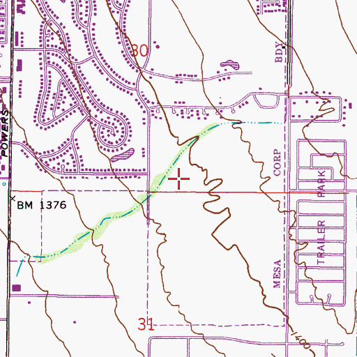 Topographic Map of Mesa Superstition Springs Post Office, AZ
