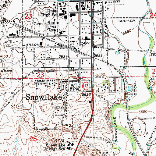 Topographic Map of Snowflake Post Office, AZ