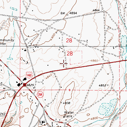 Topographic Map of Tuba City Post Office, AZ