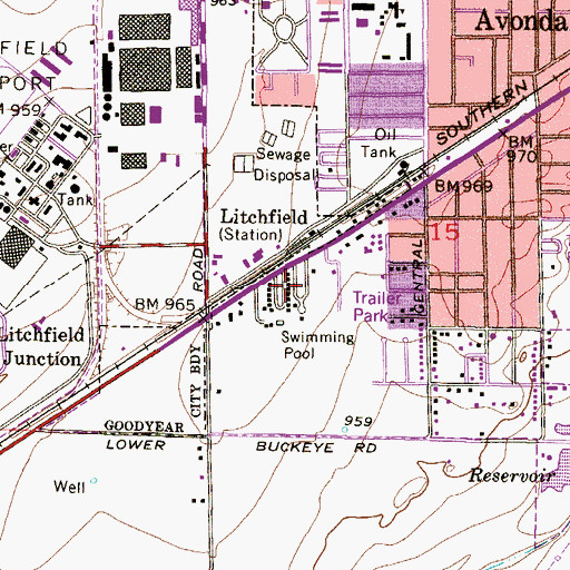 Topographic Map of Byrds Mobile Home Park, AZ
