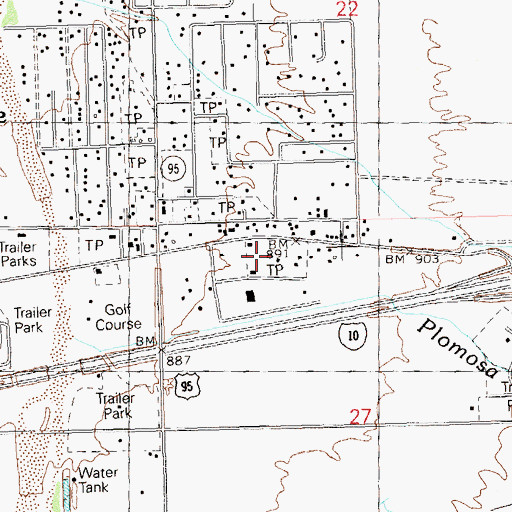 Topographic Map of Crawfords Trailer Park, AZ