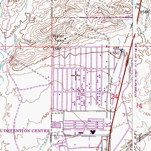 Topographic Map of Florence Gardens Mobile Home Park, AZ