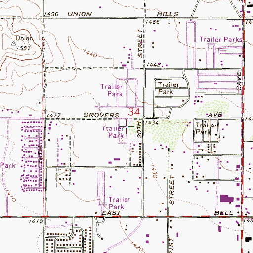 Topographic Map of Grover Terrace Mobile Home Park, AZ