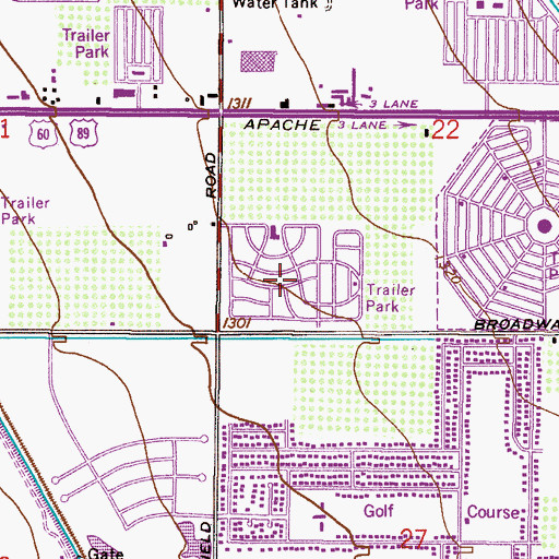 Topographic Map of Hacienda de Valencia Mobile Home Park, AZ