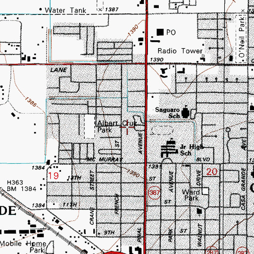 Topographic Map of La Posada Trailer Park, AZ