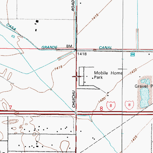 Topographic Map of Las Casitas Mobile Home Park, AZ